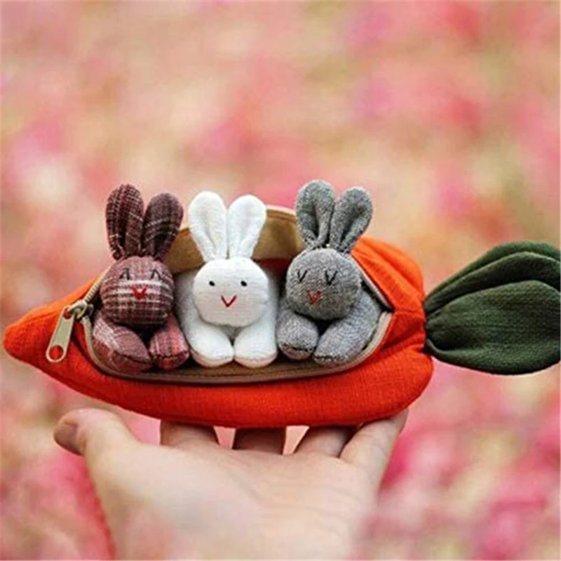 Милый мультяшный кошелек с 3 кроликами в Морковке мягкая милая игрушка кролик