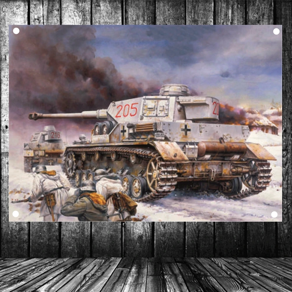WW2 GER Tank зимние камуфляжные постеры в стиле милитари художественное искусство на