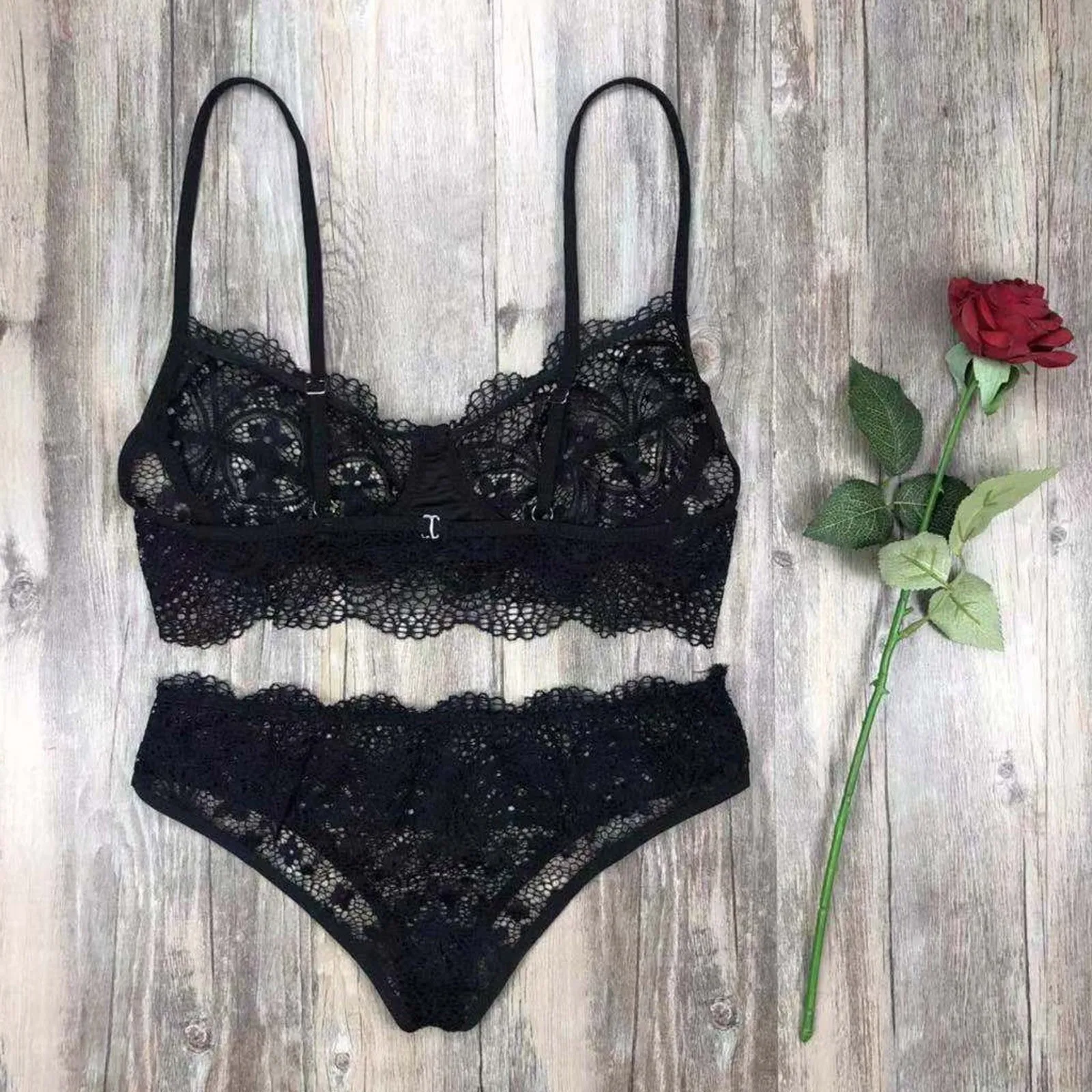 

S-XL Women Perspective Lace Costume Sexy Erotic Lingerie Wireless Bra Briefs Underwear Baby Doll Porno Hollow Out Lenceria