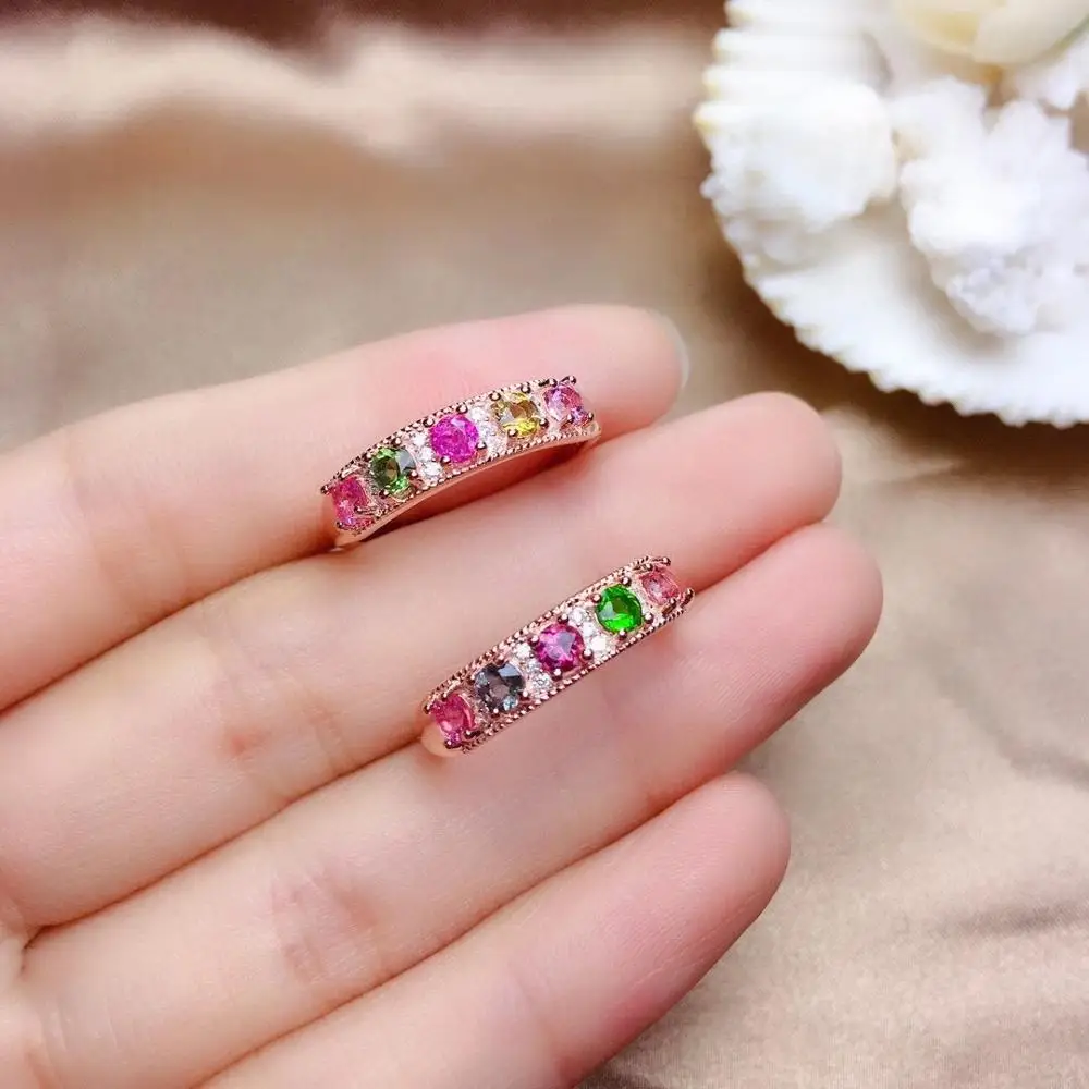 Натуральное овальное турмалиновое твердое 925 пробы Серебряное кольцо | Украшения