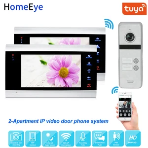 tuya smart app remote control ip video door phone wifi video intercom 2 apartments security access control system waterproof osd free global shipping