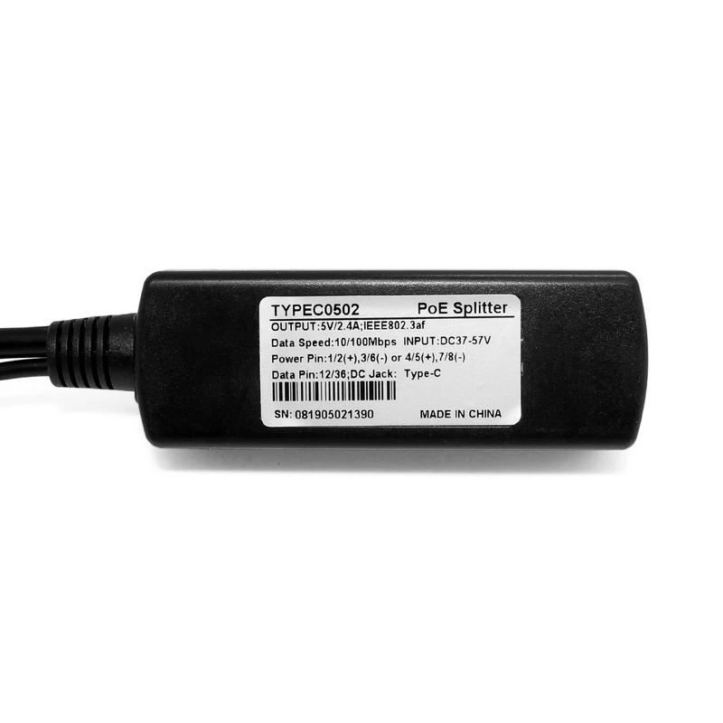 Разветвитель PoE 5 В 100 А разъем Type C стандарт IEEE 802.3af 10/м|Аксессуары для CCTV| |