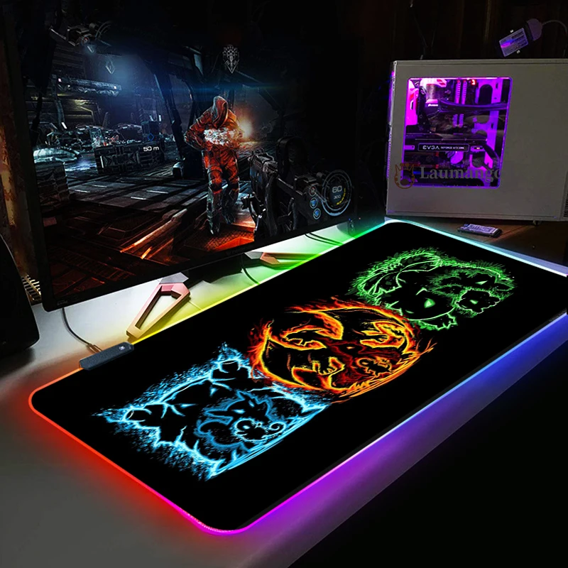 Большой офисный RGB коврик для мыши со светодиодный Ной подсветкой игровой