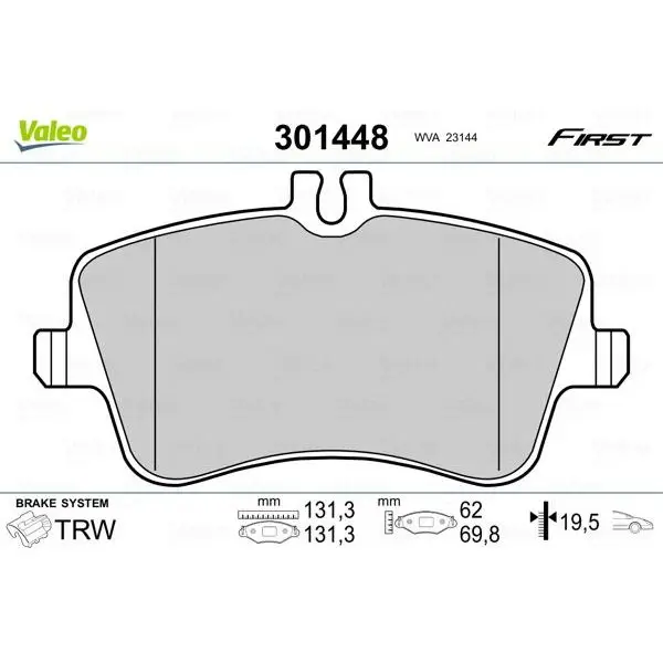 Колодки дисковые передние MB W203 1.8/2.0/2.0CDi/2.2CDi 00 VALEO | Автомобили и мотоциклы