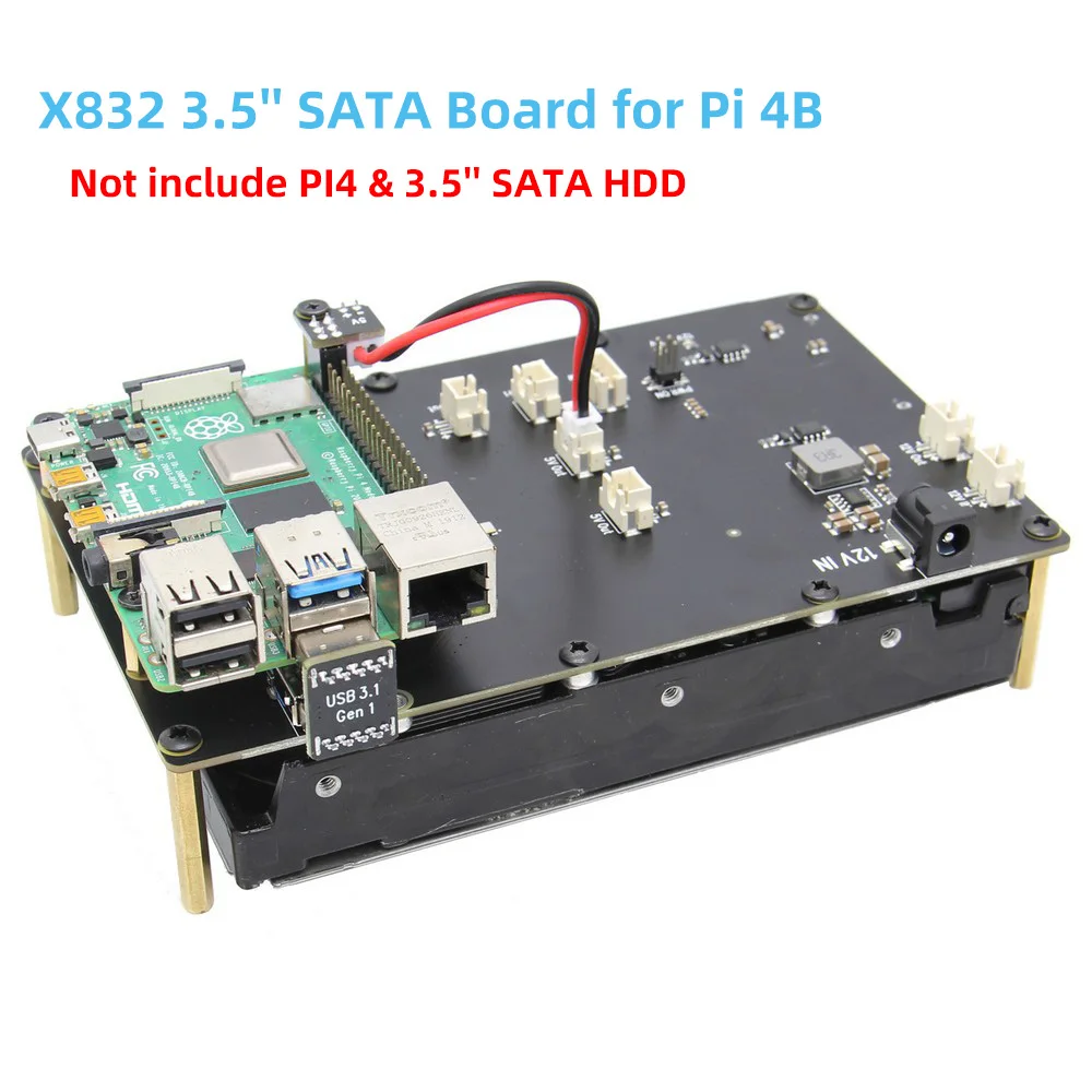 Плата расширения Raspberry Pi 4 Model B X832 поддерживает 3 5 дюймовый SATA HDD совместимый с