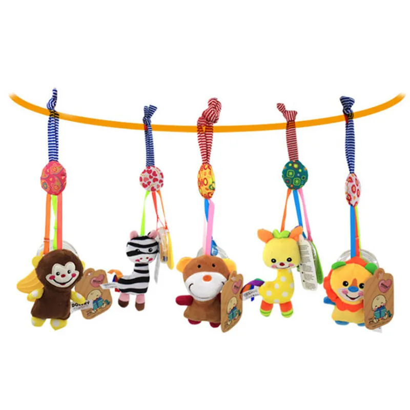 Baby Crib Hanging Stroller Rattle Teether Appease Music Toy cute animal handbell Newborn Infant Development Toy Kids Gifts