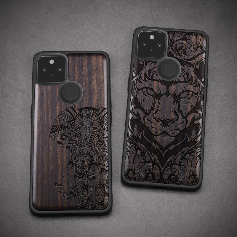 elewood wood case for google pixel 5 4a real wooden cover original luxury soft edge carved shell ebony thin accessory phone hull free global shipping