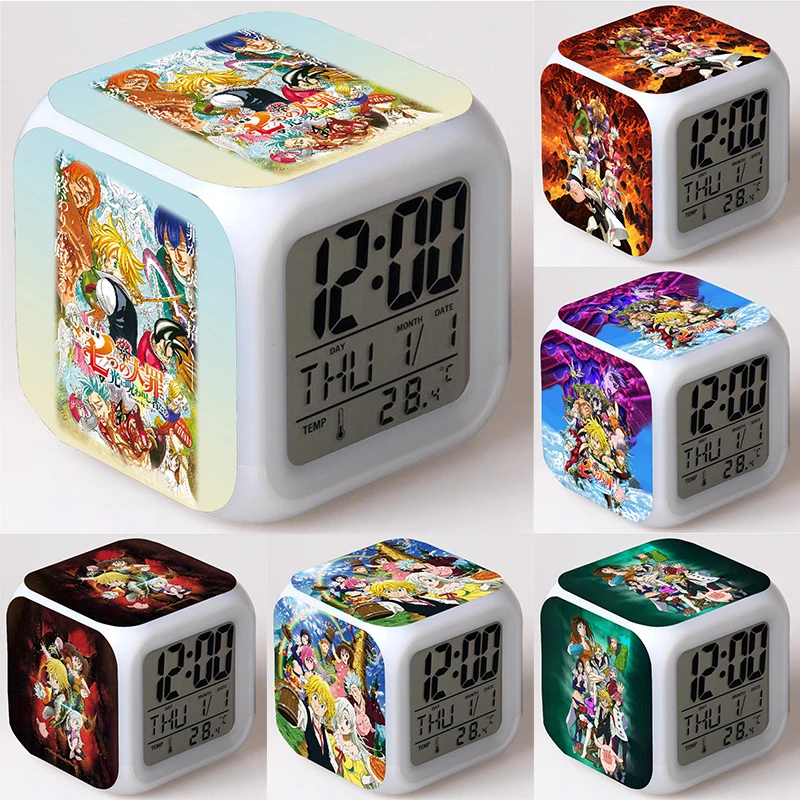 

The Seven Deadly Sins Alarm Clock Led Digital Clock with Date Thermometer Kids Cartoon Anime Desk Toys Boys Girls Birthday Gifts