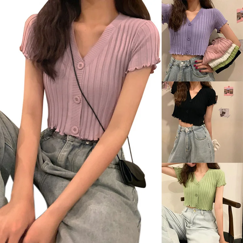 

Women's Summer Slim Bottoming Short-Sleeved Knitted Short Thin Coat