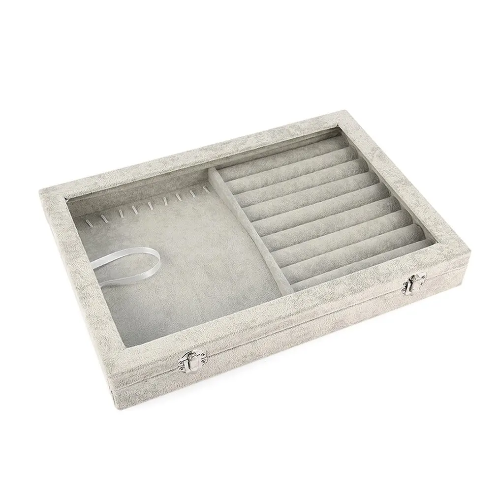 Лед бархатный Органайзер с прозрачной акриловой крышкой ювелирные изделия