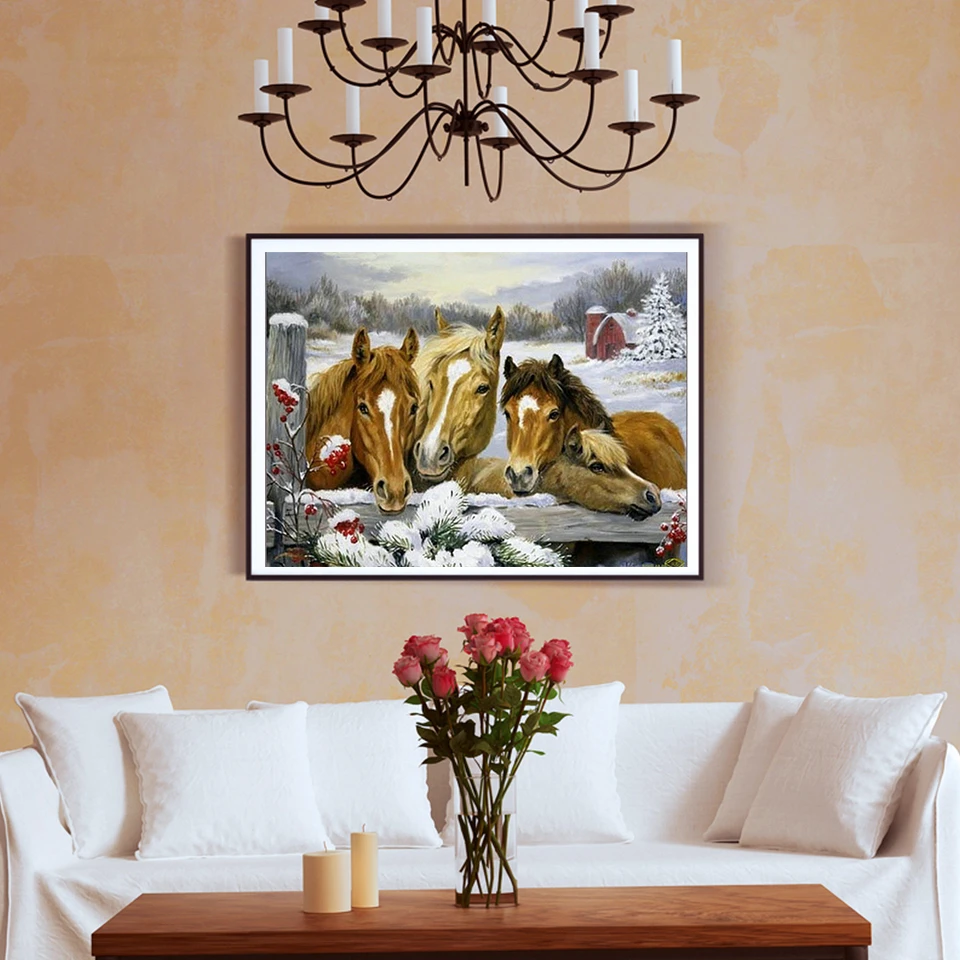 Масляная краска AZQSD для раскрашивания по номерам лошадь сделай сам акриловая