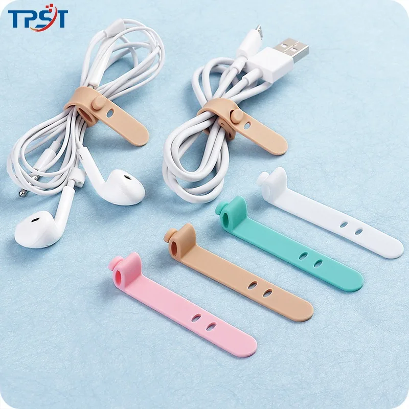 

TPST 4Pcs Colorful Silicone Earphone Cord Winder Organizer Multipurpose Charing Cable Holder Clip Management Wire Cord fixer