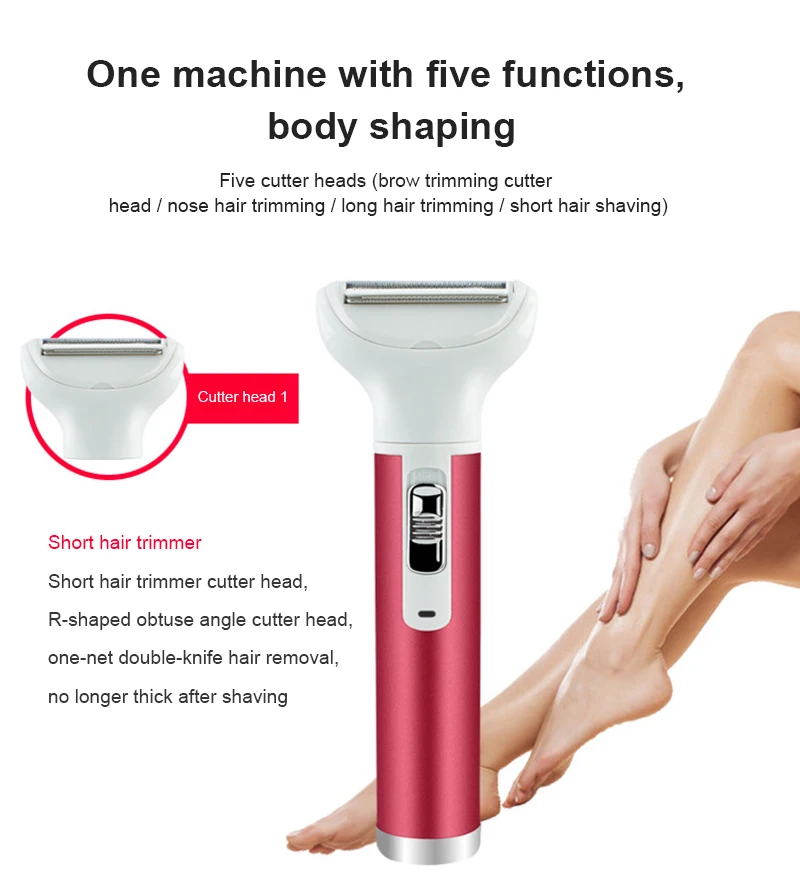 5 In 1 Women Shaver Painless Hair Removal Epilator Shaving Safety Charging Stripper Electric Razor Body Eyebrow Repair | Красота и