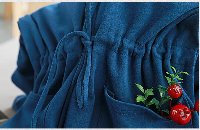 

Retro Literary Cotton Dress Women Thick Autumn Winter Thinner Half High Neck Loose Long Bottoming Dress Female Vestido Wild Q385