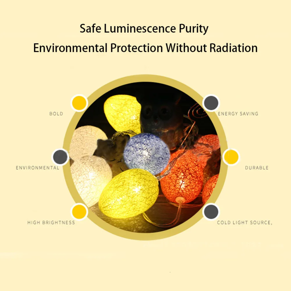 Светодиодный светильник-гирлянда с яйцами из хлопка светильник на батарейках