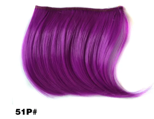 Purple Красивые девушки женщины клип на зажиме спереди волосы короткая челка наращивание волос кусок тонкие парики стенд для костюма Вечерние - Цвет: Purple
