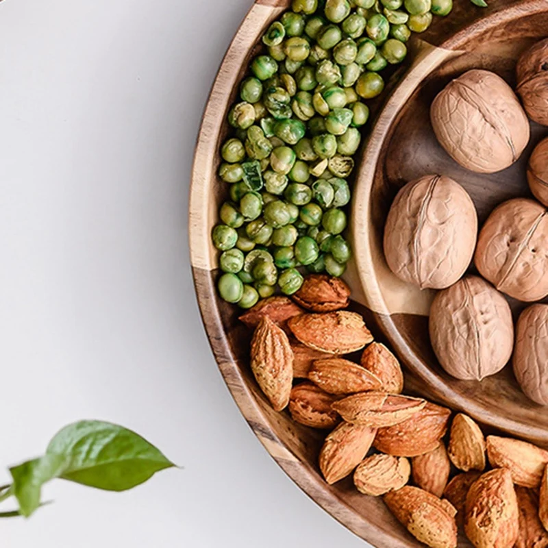 Двухслойная деревянная тарелка для закусок конфет орехов сушеных фруктов