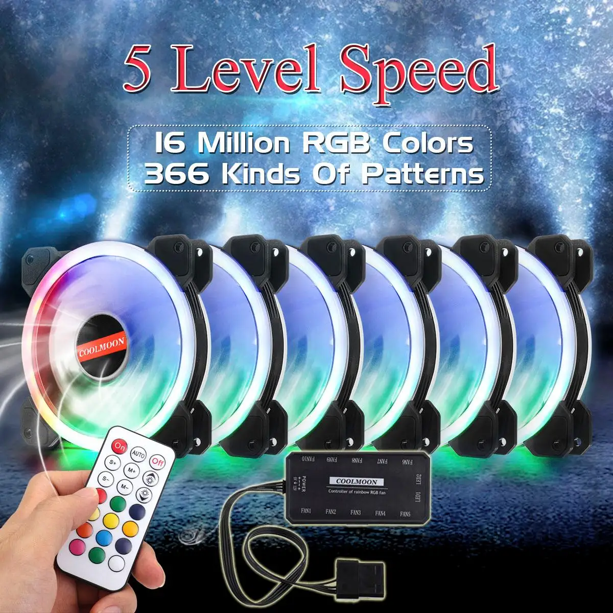 6 шт., компьютерный корпус, вентилятор охлаждения, вентилятор RGB, охлаждающий кулер, регулируемый светодиодный 120 мм, тихий ИК-пульт, кулер для компьютера, охлаждающий вентилятор в корпусе, процессор
