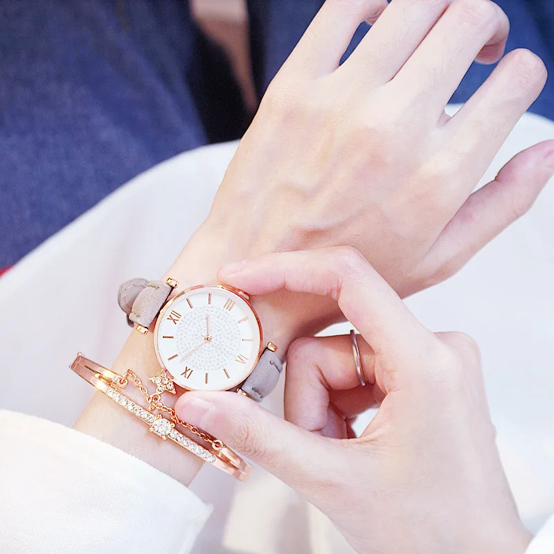 Модные женские кожаные часы повседневные Дамские Кварцевые наручные роскошные