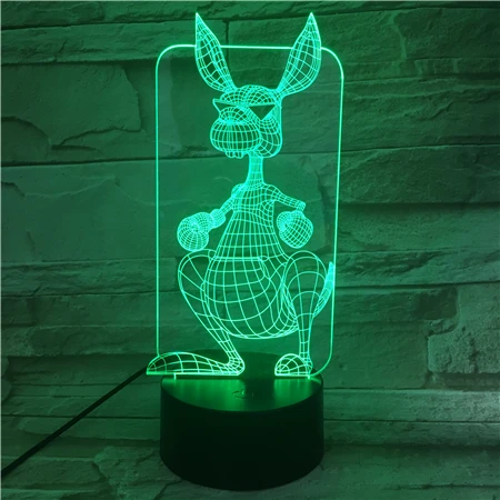 Мультяшное животное кенгуру 3D светильник видение USB лампа Светодиодная