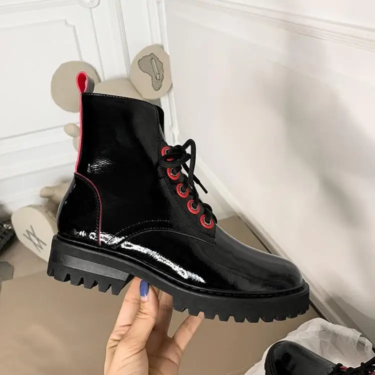 Online Sepatu Bot Pendek Ujung Bundar Mode Baru Kulit PU Kualitas Tinggi Sepatu Bot Wanita Ukuran Besar Sepatu Bot Ritsleting Renda Sepatu Botines Mujer