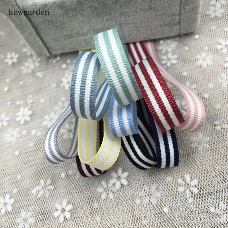 Лента в полоску Kewgarden 1 см 10 мм Grosgrain вручную изготовленная лента аксессуары для