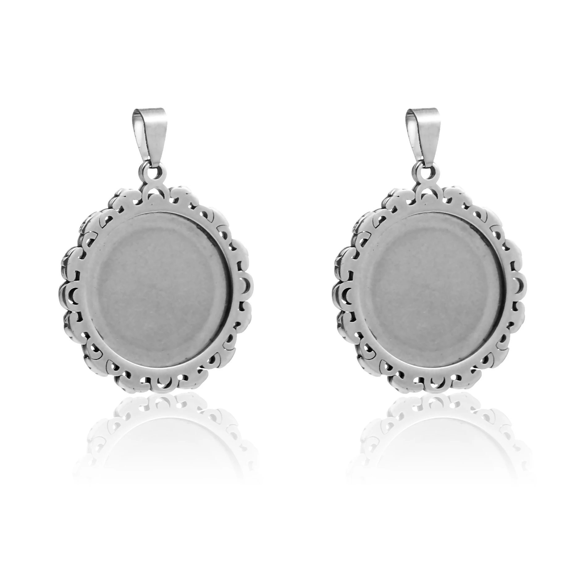 Пустая основа для кабошона с узором из нержавеющей стали 2 шт./лот подвеска