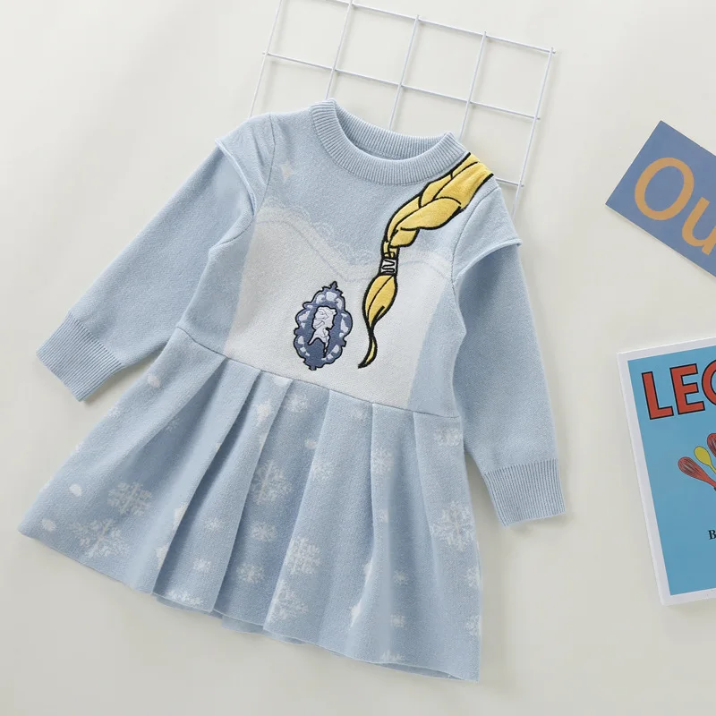 

Детское плотное вязаное платье-свитер длиной до колен, одежда для девочек