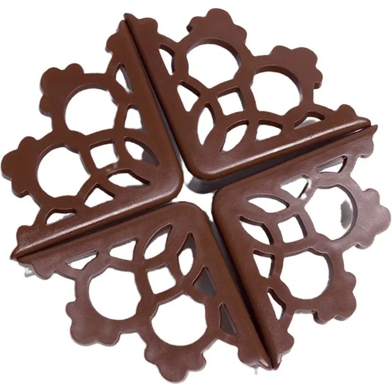 Protector de esquinas de seguridad para beb&eacute;s y ni&ntilde;os, Protector de bordes de seguridad suave con patr&oacute;n de flores huecas, para mesa y escritorio, 4 unids/lote-3