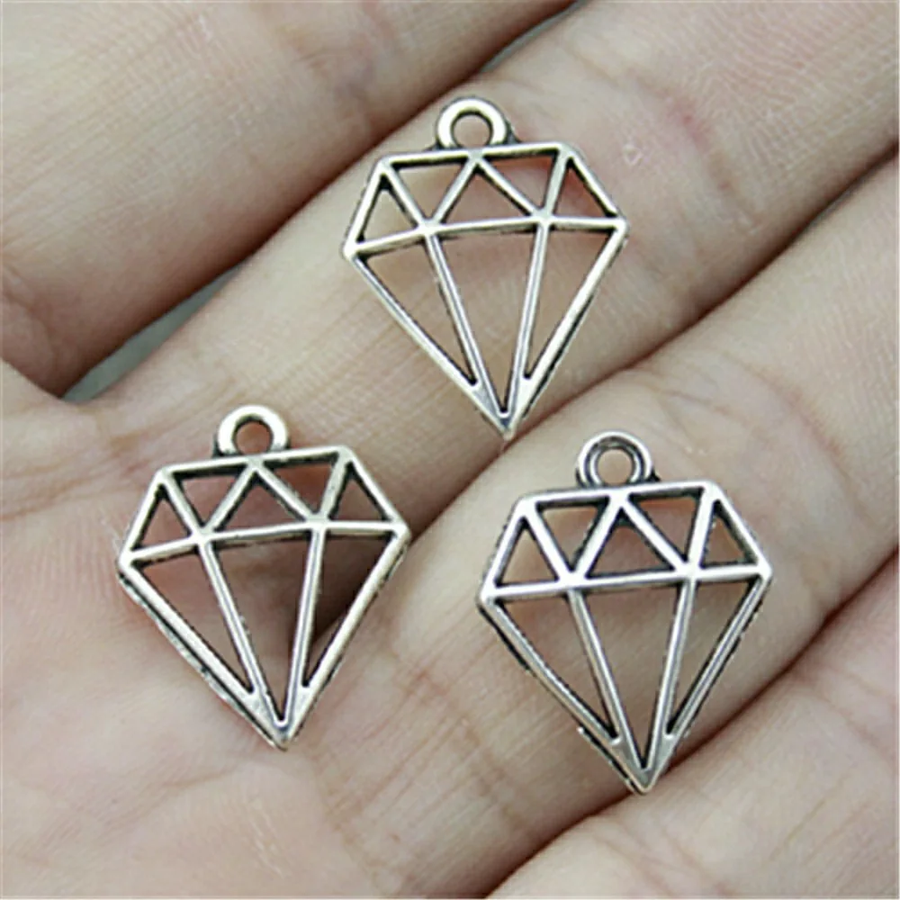 

Wholesale Jewelry Lots Antique Silver Color 20x16mm Hollow Crystal-Shaped Pendants Jewelry Making Men Jewelry 300 Pieces