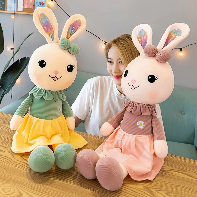 

Cute Dress Bunny Cloth Rag Doll With Dress Lovely Artistic Lops Rabbit Fabric Soft Toys Long Ear Rabbit Stuffed Animal Soft Toys