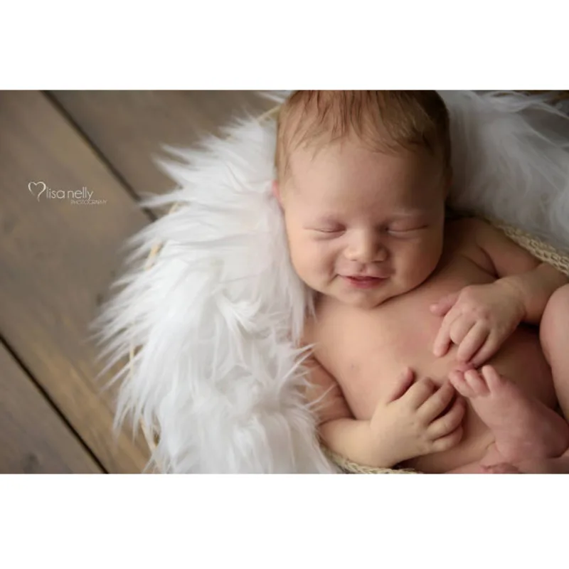 

Newborn Baby Photo Blanket Props Infant Fake Fur Rug Blanket Plush Photography Background Backdrop Basket Stuffer Filler 60x50cm