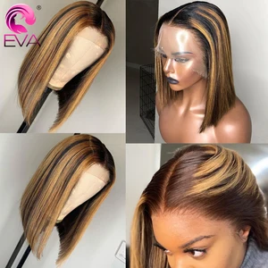 Eva Highlight короткие парики из натуральных волос на фронте с Бобом Омбре, медовый блонд, кружевные передние парики для женщин, цветные 13х6 кружевные передние парики