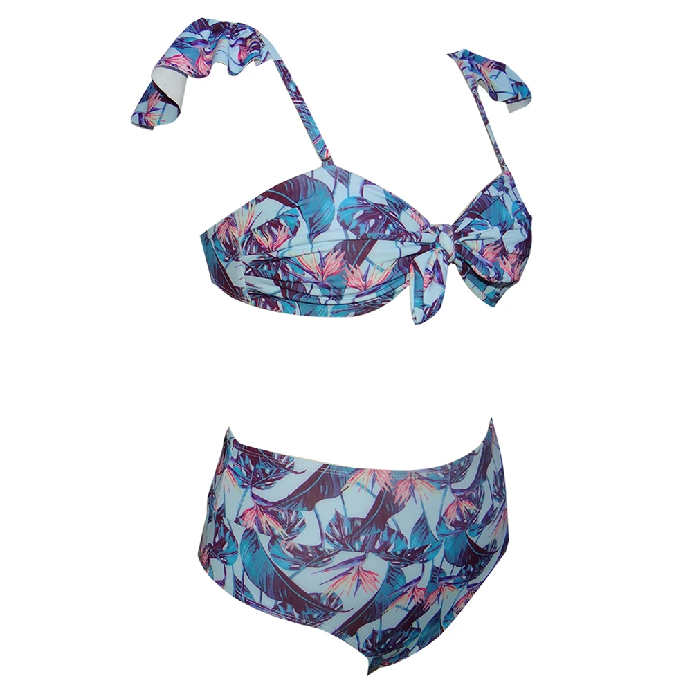 

2020 New Print Ruffle Bikini Set High Waist Print Swimwear Women Bathing Suit Sexy Swimsuit Summer Beachwear Biquini Feminino