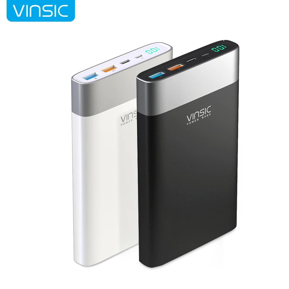 Vinsic 20000 мАч Быстрая зарядка QC3.0 внешний аккумулятор Двойной USB для iPhone X samsung S9 Xiaomi