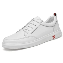 Lovers board shoes white shoes spring and autumn low-cut cowhide surface flat solid color men's and 