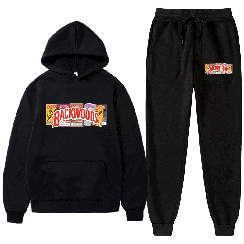 

Fashion Brand Backwoods Men's Set Fleece Hoodie Pant Thick Warm Tracksuit Sportswear Hooded Track Suits Male Sweatsuit Tracksuit