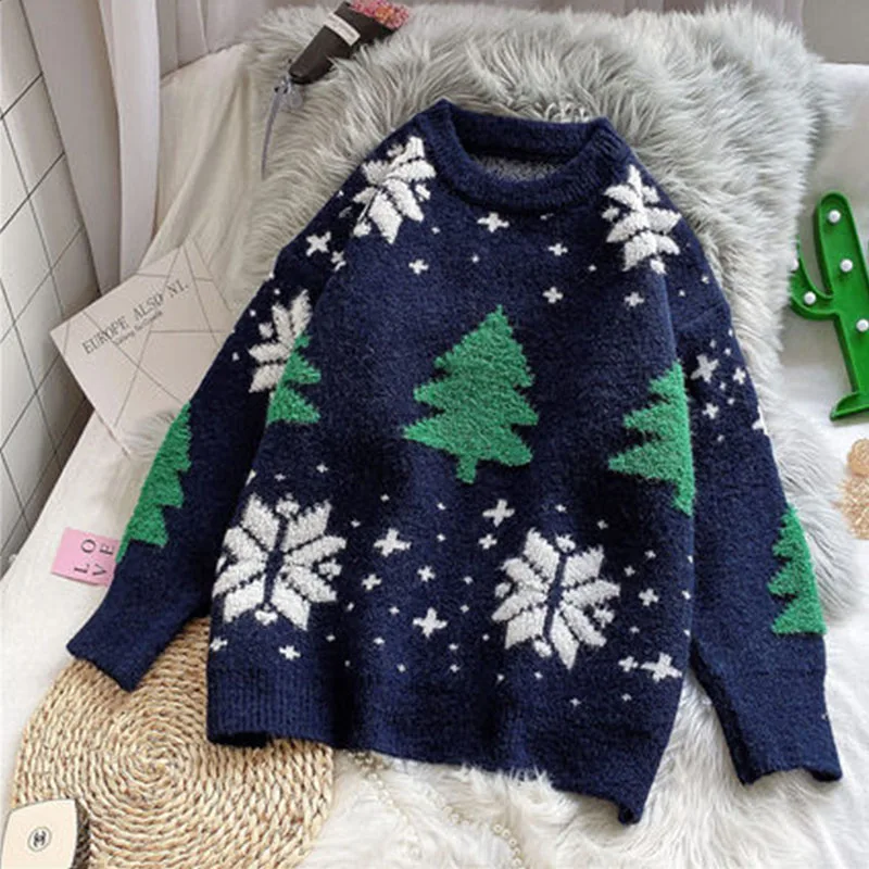 2022 Рождественская одежда женские Пуловеры и свитера вязаный винтажный бархатный