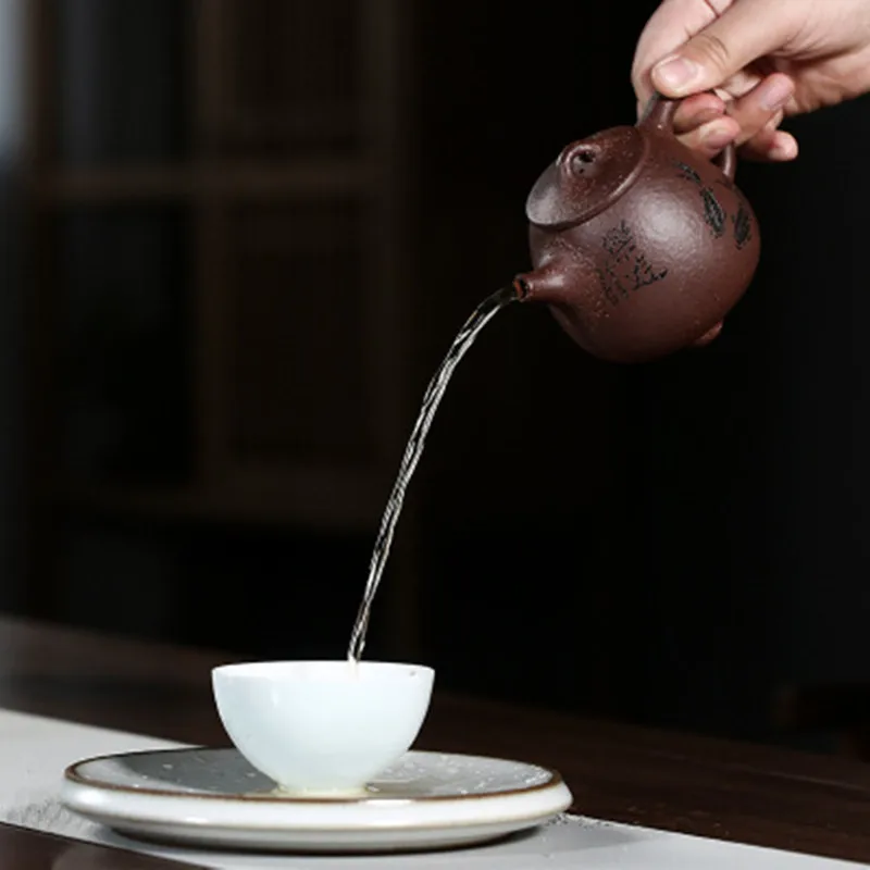 260cc Исин сырой руды грубой фиолетовый песок чайник все ручной работы высокий