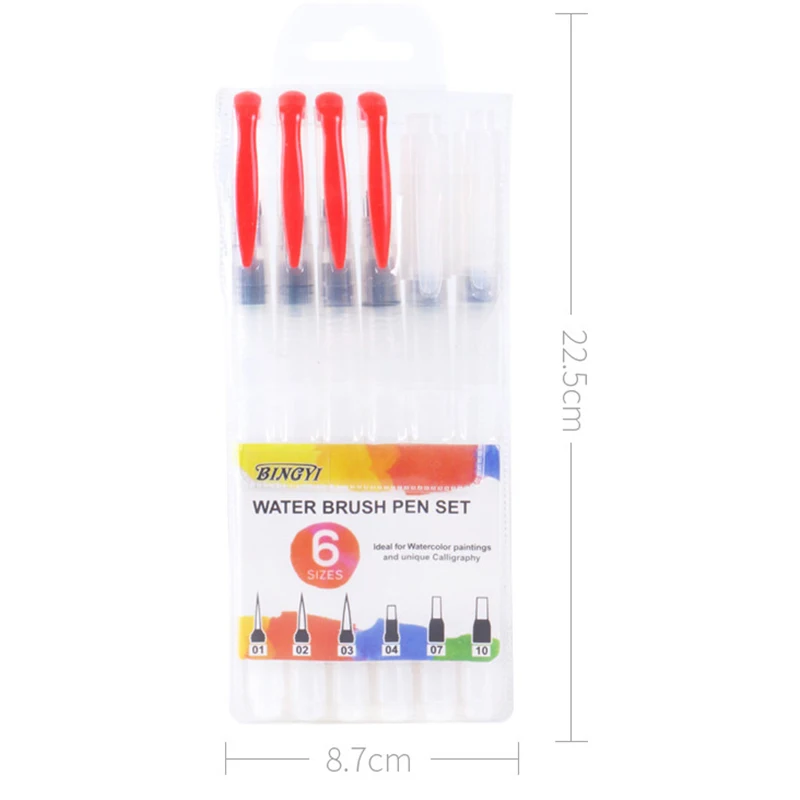 

6 Pcs/set Water Color Brush Pencil Portable Paint Brush Soft Watercolor Brush Ink Pen for Painting Drawing Art Supplies