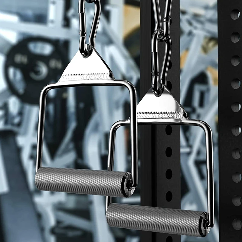 Double D-Handle Pulley Cable Machine Attachment Weight Lifting Hand Grips Heavy Duty Gym Home Lat Pull Down Rowing D Bar