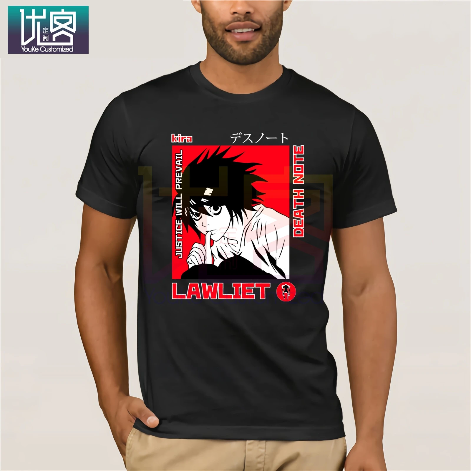Футболка с коротким рукавом Death Note-L Kira Lawliet Уникальные повседневные футболки из