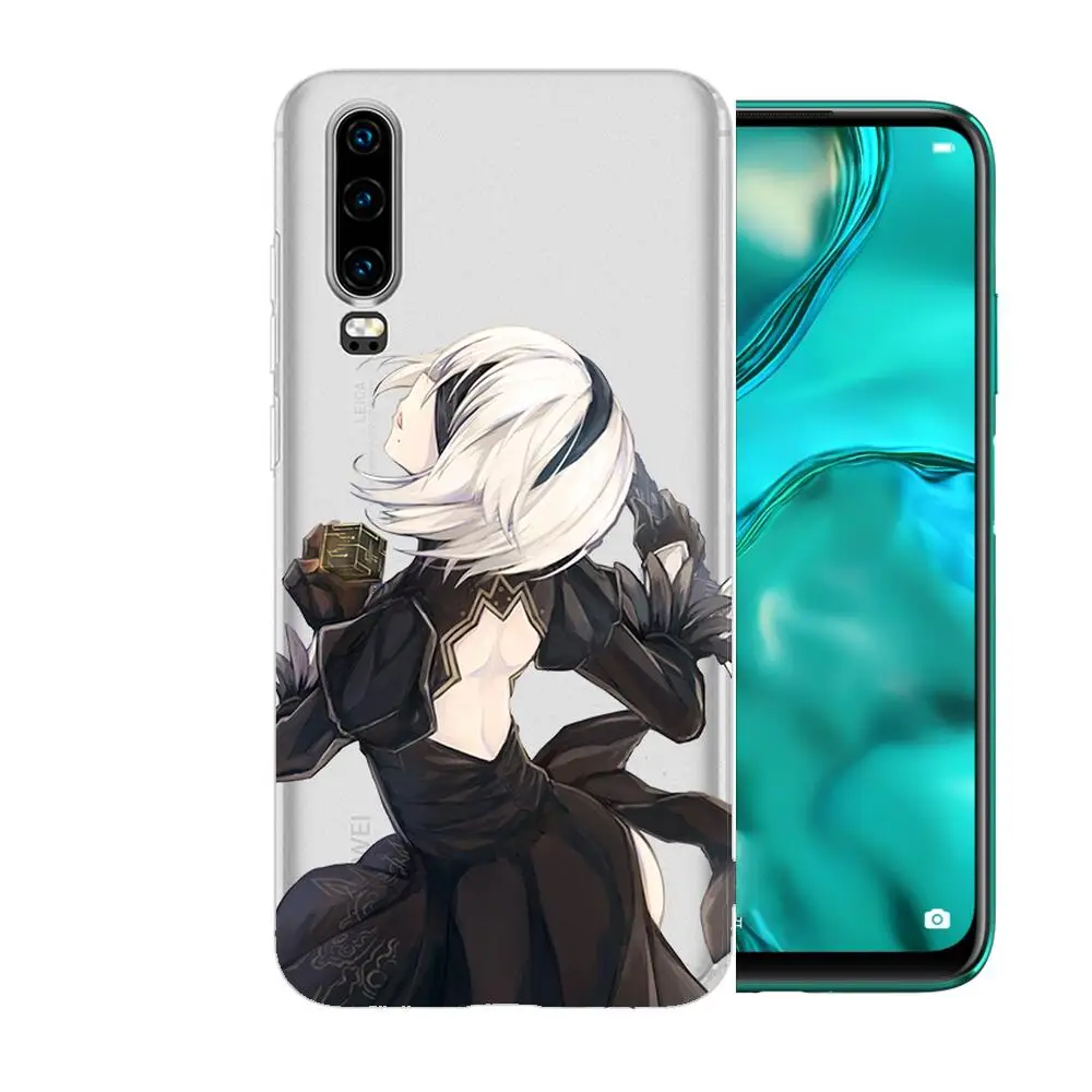 

nier automata Anime Transparent Phone Case For Huawei P40 P30 P20 P10 P9 P8 Lite E Pro Plus Etui Coque Painting Hoesjes comic f