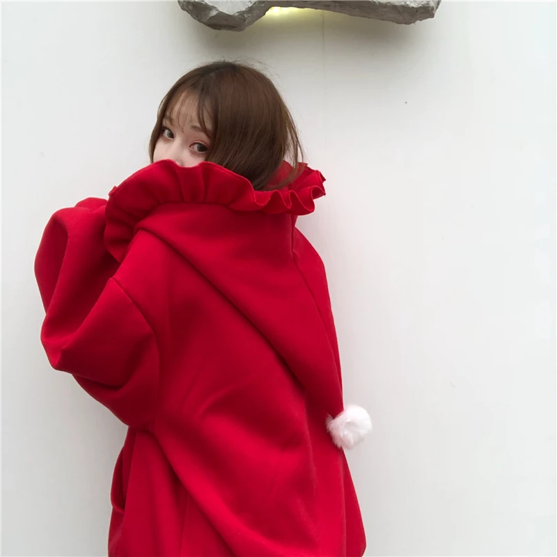 

New Sweatshirt Women Autumn Winter Korean Hooded Loose Thick Plus Velvet Cute Jacket Top Ins Christmas Hoodie