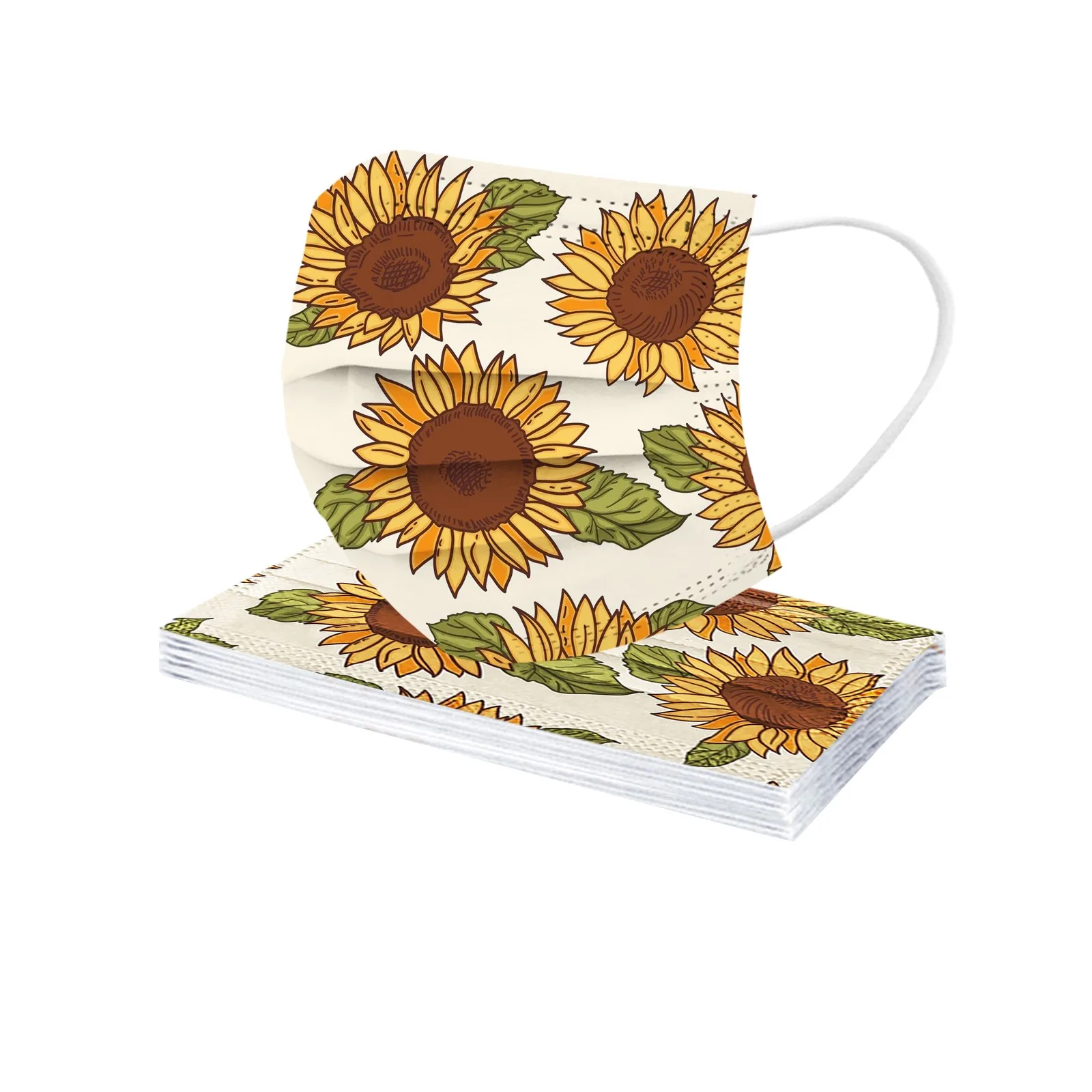 

10pcs Flower Print Face Masque Disposable Mask Sunflower Print Dust-Proof Masks for Protection Face Mask Halloween Cosplay Mask