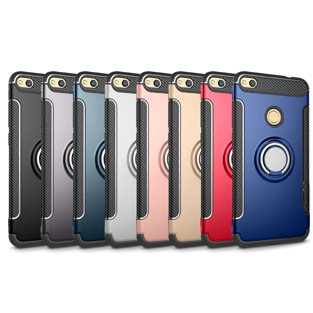 Противоударный чехол для Huawei Honor 8 Lite P8 P9 2017 с кольцом на палец искусственная кожа