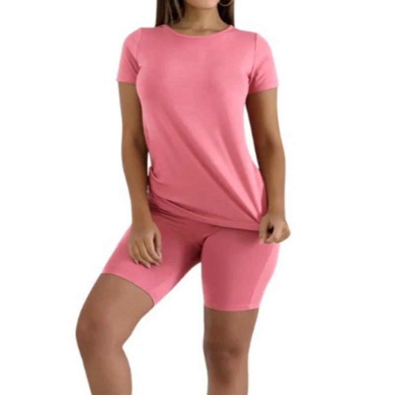 

Летняя женская короткая футболка, топ, шорты-карандаш, костюмы, комплект из двух предметов, спортивный Спортивный костюм для активного отды...
