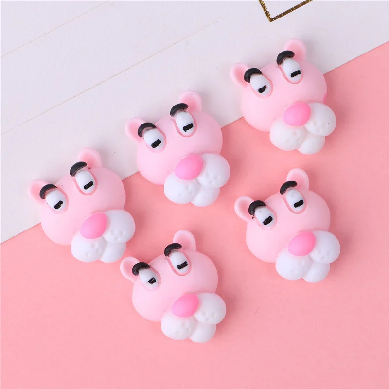 

10Pcs Kawaii Cartoon Leopard Head Flatback Resin Cabochon Hair Bow Clips Decorative Craft DIY Scrapbooking For Phone Case