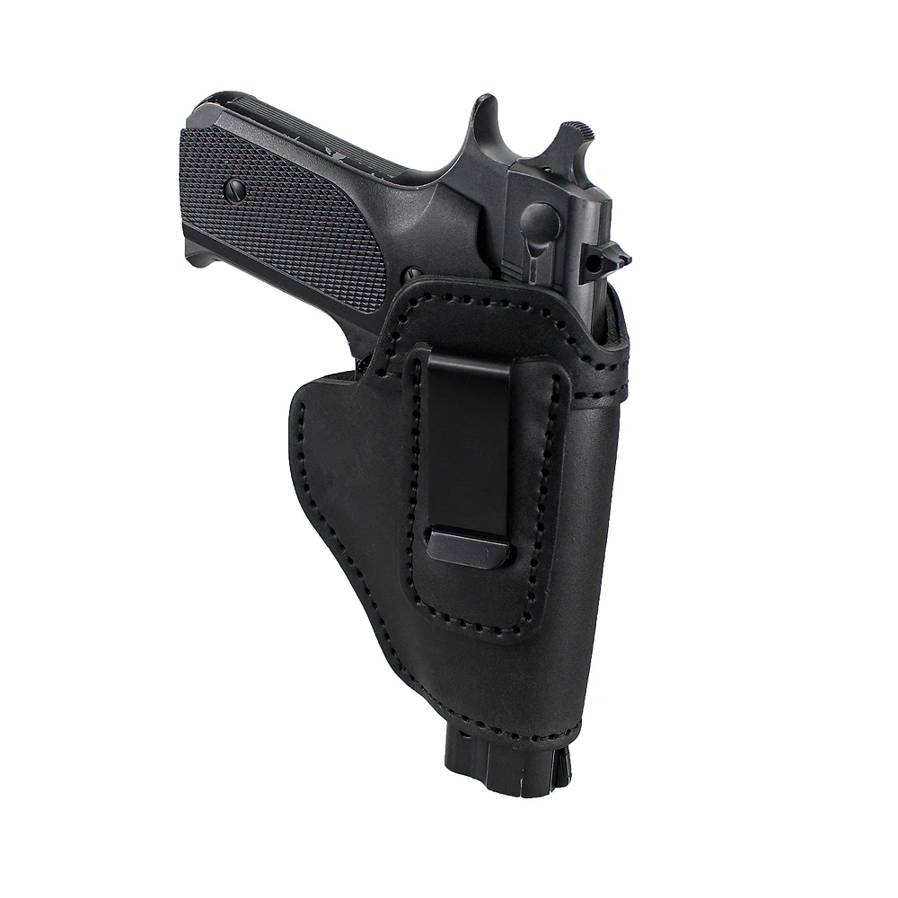 Кобура iwb кожа Скрытая с зажимом правая рука пистолет кобура для S& W M& P щит 9 мм Glock 17 19 и все аналогичного размера пистолеты