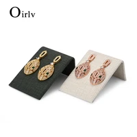 oirlv off whitedark green pu leather earrings display stand 57 53cm fabric pattern jewelry organizer rack for shop cabinet